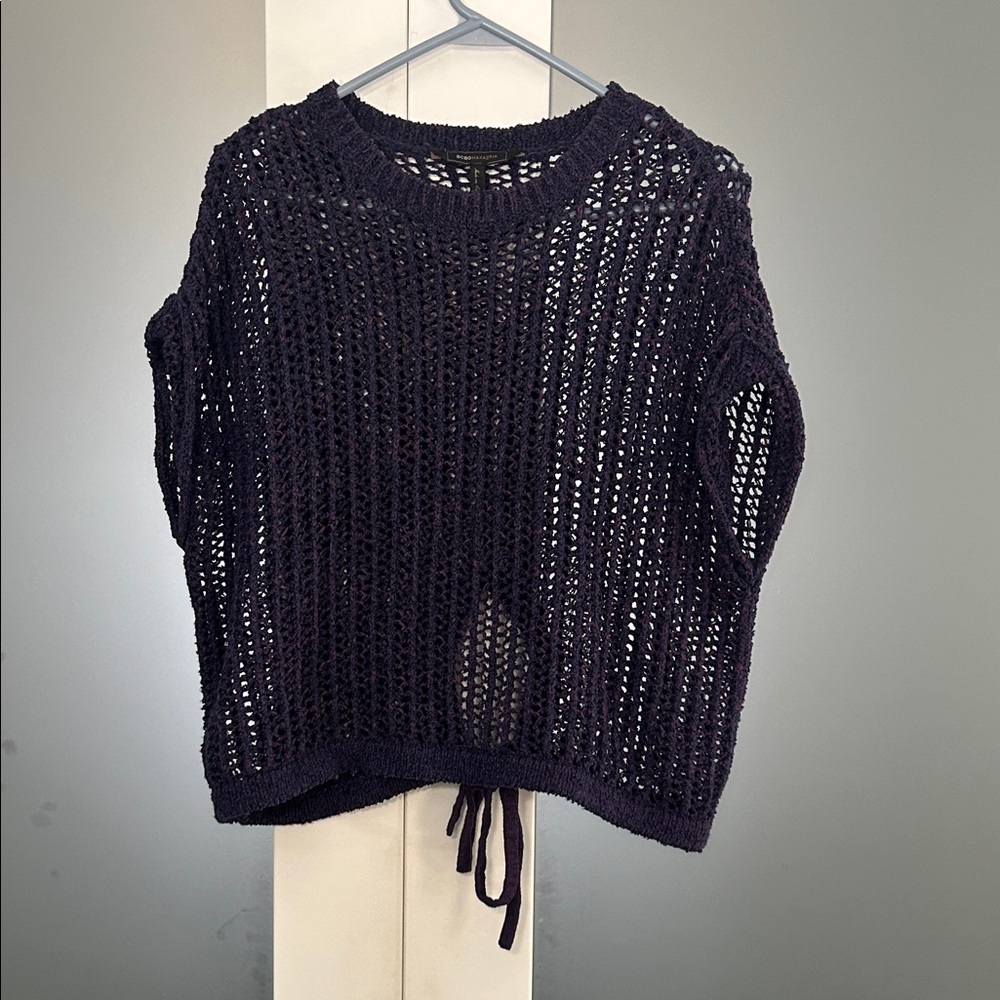 BCBGMaxAzria Purple Open Knit Sweater Vest